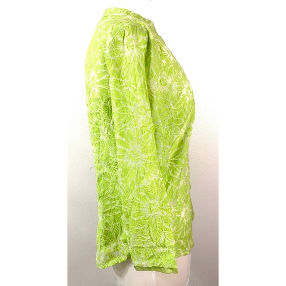 First Issue Women's Lime Green Sheer Button Front Blouse, Size M - Picture 2 of 7
